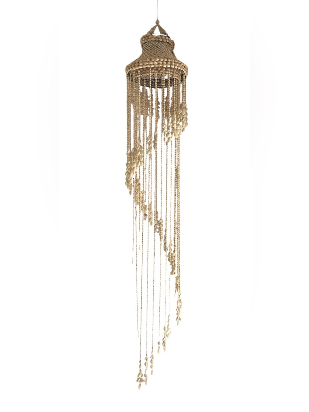 Boho Hanging Shell Chandelier Plant Hanger in Natural Beige